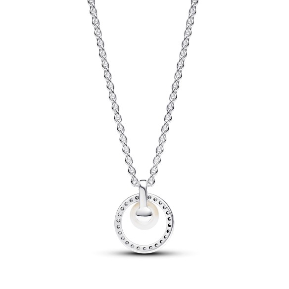Collana con Perla d’Acqua Dolce Coltivata e Pavè