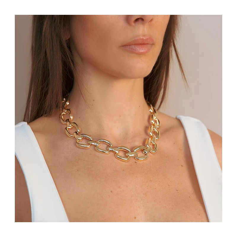 Collana Girocollo Maxi Maglie Quadrate Martellate