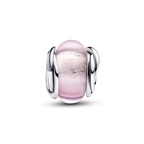 Charm Vetro di Murano Rosa e Cerchi