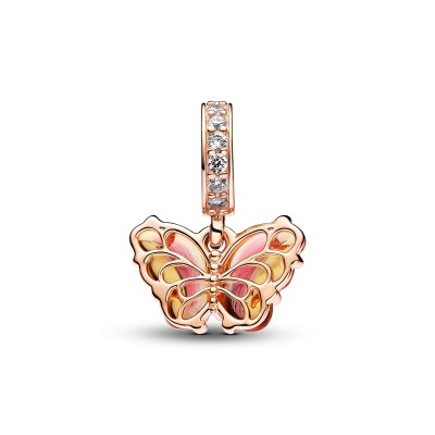 Charm Pendente Farfalla Vetro di Murano Arancione e Rosa 2
