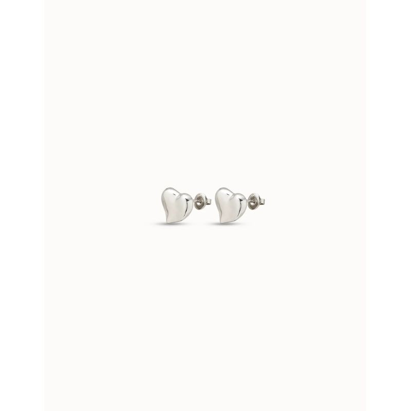 Orecchini placcati argento Sterling a forma di cuore medio