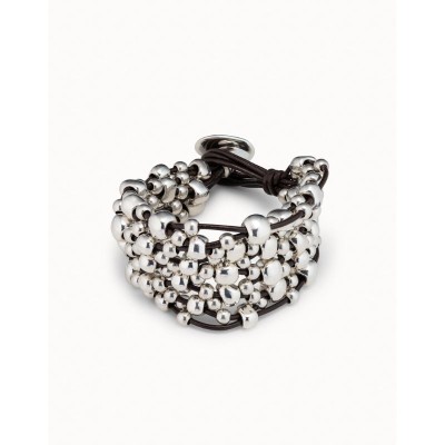 Bracciale di cuoio placcato argento Sterling