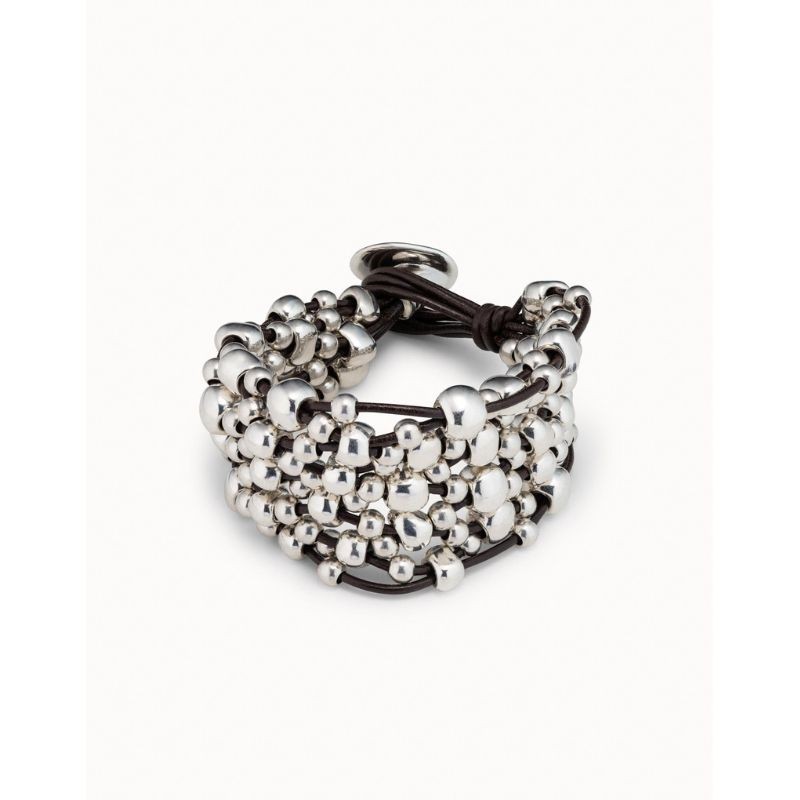 Bracciale di cuoio placcato argento Sterling