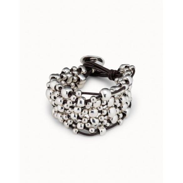 Bracciale di cuoio placcato argento Sterling