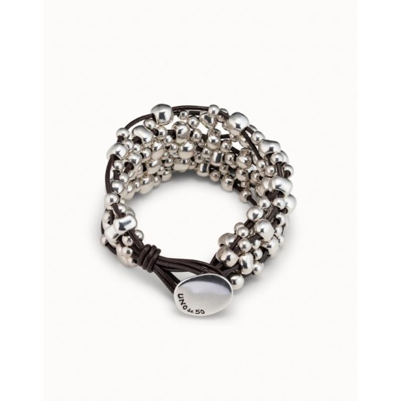 Bracciale di cuoio placcato argento Sterling
