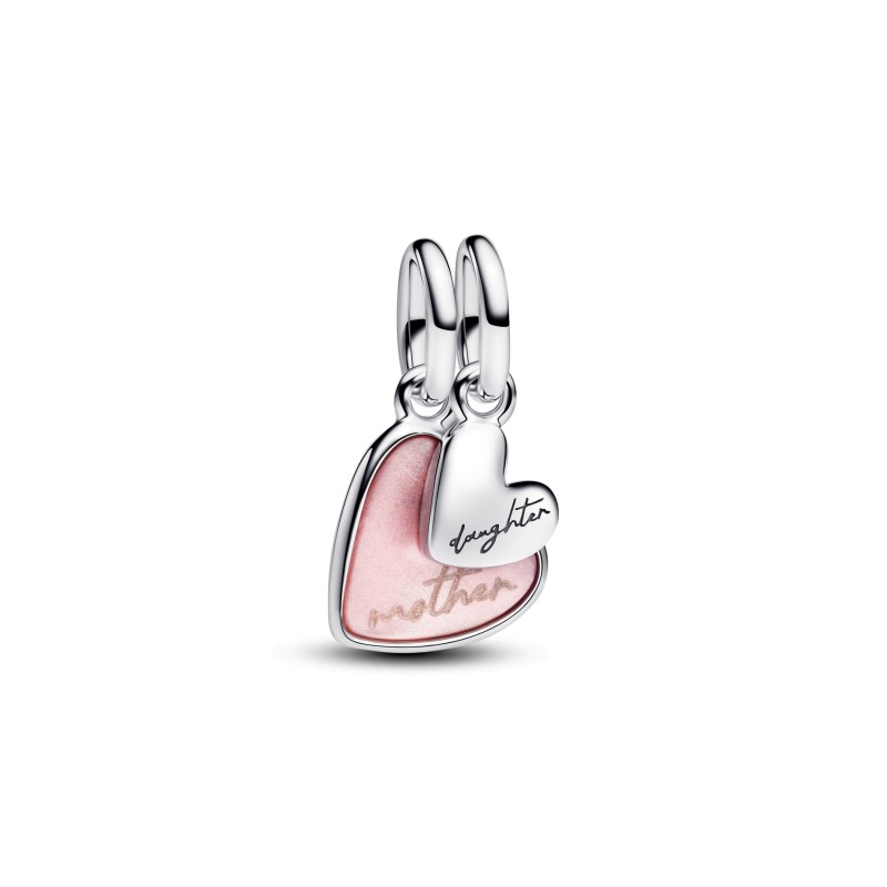 Charm Pendente Unione di Cuore Mamma e Figlia