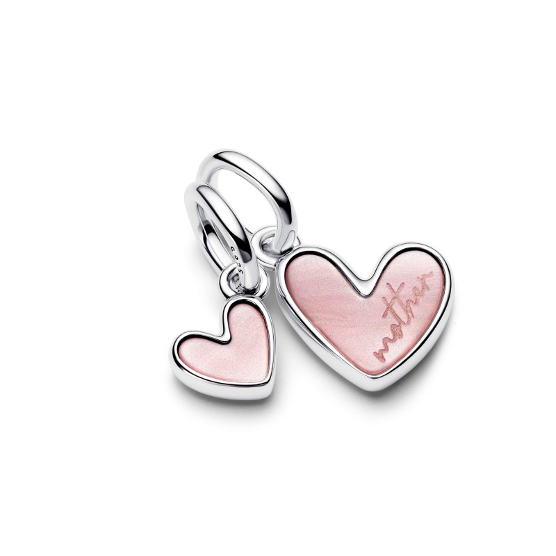 Charm Pendente Unione di Cuore Mamma e Figlia