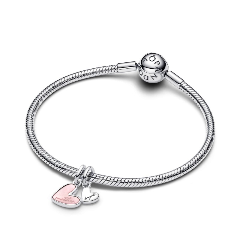 Charm Pendente Unione di Cuore Mamma e Figlia