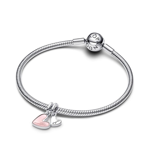 Charm Pendente Unione di Cuore Mamma e Figlia