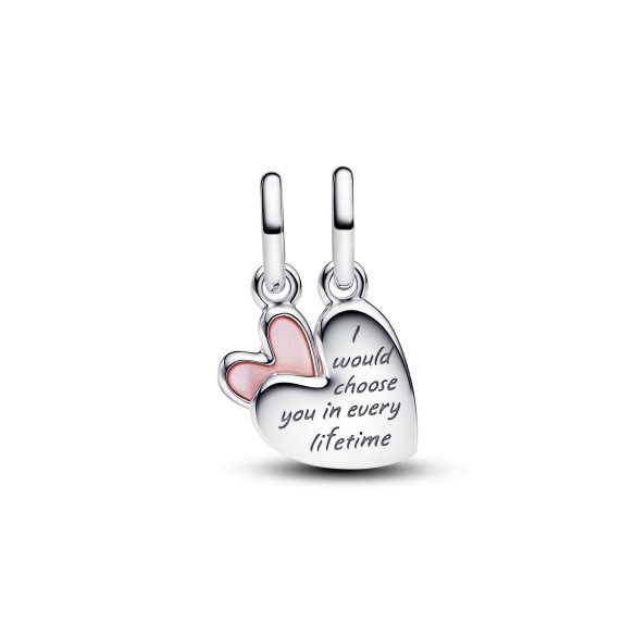 Charm Pendente Unione di Cuore Mamma e Figlia