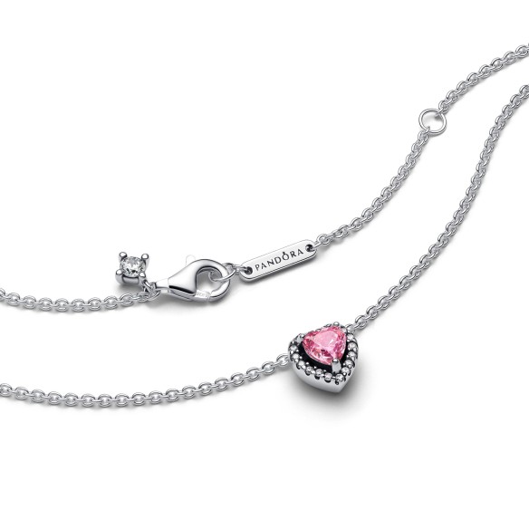 Collana Cuore in Rilievo Rosa