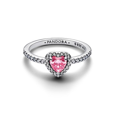 Anello Cuore in Rilievo Rosa 2