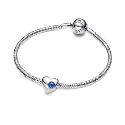 Charm Cuore con Pietra Blu Settembre da Incidere 2
