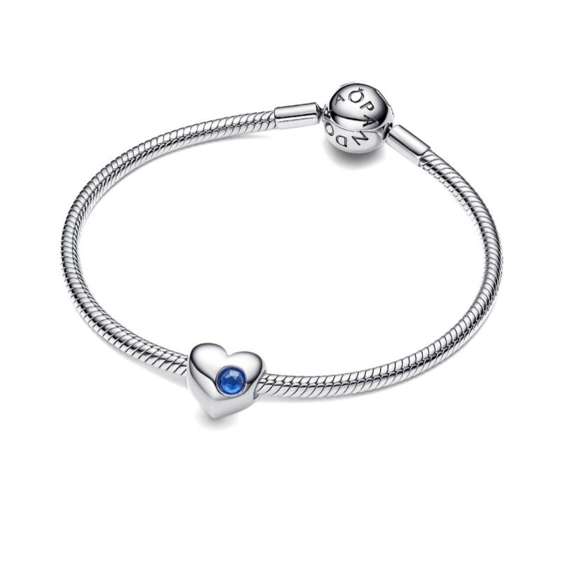 Charm Cuore con Pietra Blu Settembre da Incidere