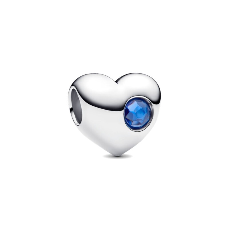 Charm Cuore con Pietra Blu Settembre da Incidere