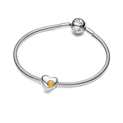 Charm Cuore con Pietra Miele Novembre da incidere 2