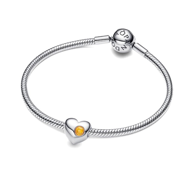 Charm Cuore con Pietra Miele Novembre da incidere