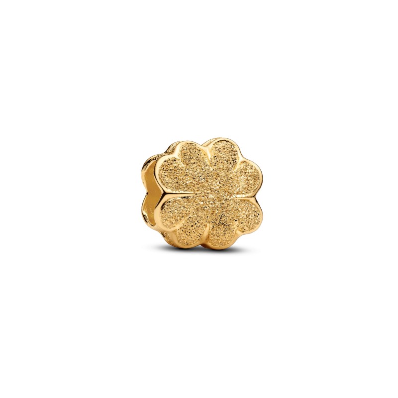 Mini Charm Quadrifoglio effetto diamantato Placcatura in Oro 14k
