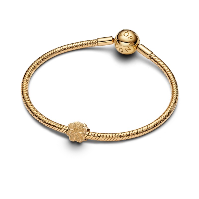 Mini Charm Quadrifoglio effetto diamantato Placcatura in Oro 14k