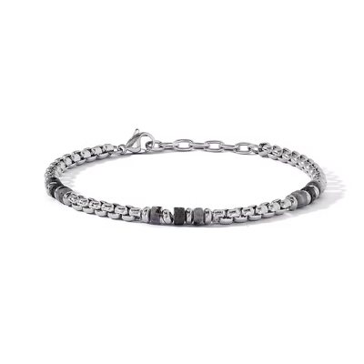 BRACCIALE ACCIAO LABRADORITE ONICE