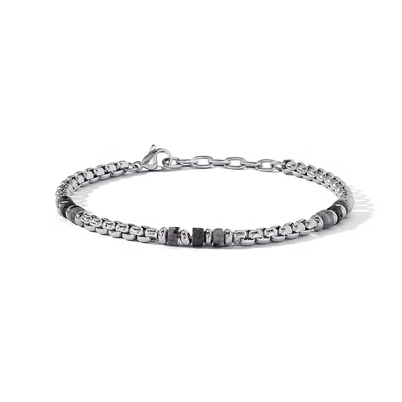 BRACCIALE ACCIAO LABRADORITE ONICE