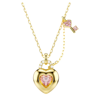 Cuore, chiave, Rosa, Placcato color or