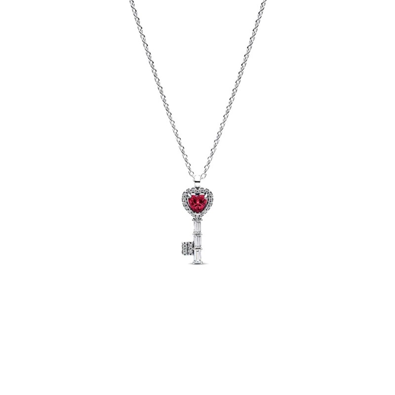 Collana Chiave con Cuore Rosso