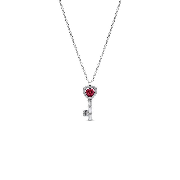 Collana Chiave con Cuore Rosso