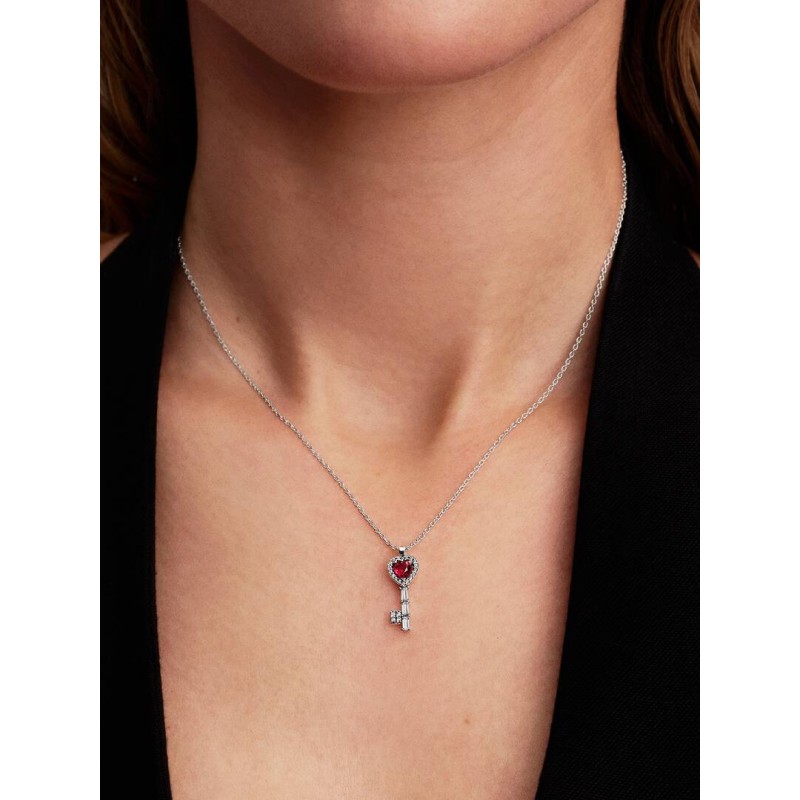 Collana Chiave con Cuore Rosso