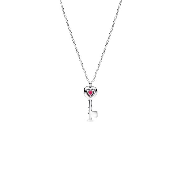Collana Chiave con Cuore Rosso