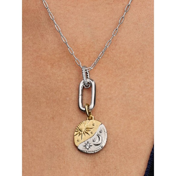 Charm Medallion Sole e Luna "Per Aspera Ad Astra"