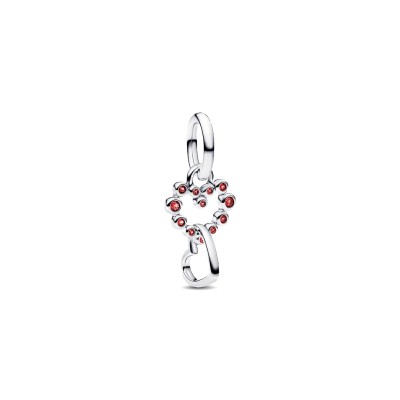Charm Pendente Cuori Intrecciati con Cristalli Rossi