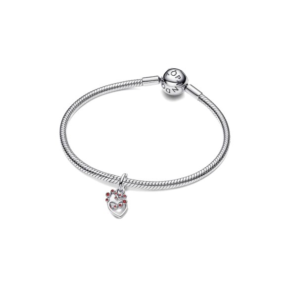 Charm Pendente Cuori Intrecciati con Cristalli Rossi