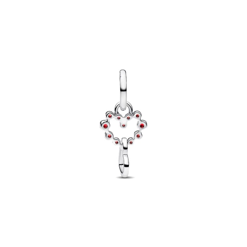 Charm Pendente Cuori Intrecciati con Cristalli Rossi