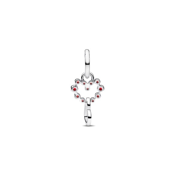 Charm Pendente Cuori Intrecciati con Cristalli Rossi