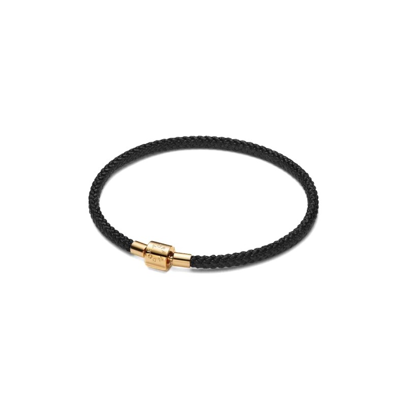 Bracciale in Corda Nera con Chiusura a Barile