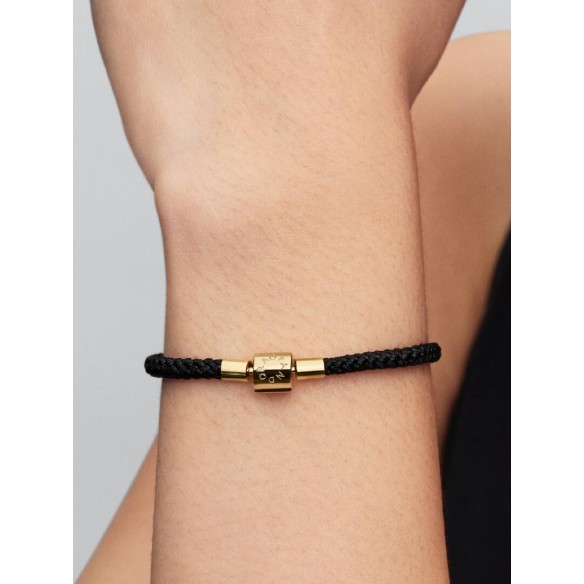 Bracciale in Corda Nera con Chiusura a Barile