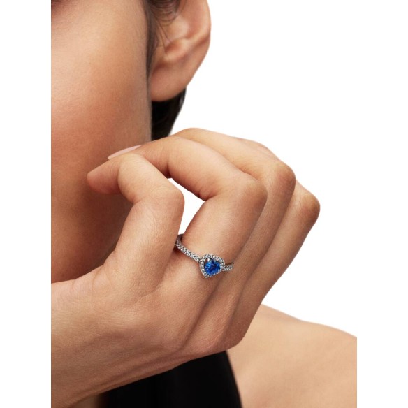 Anello Cuore in Rilievo Blu Intenso
