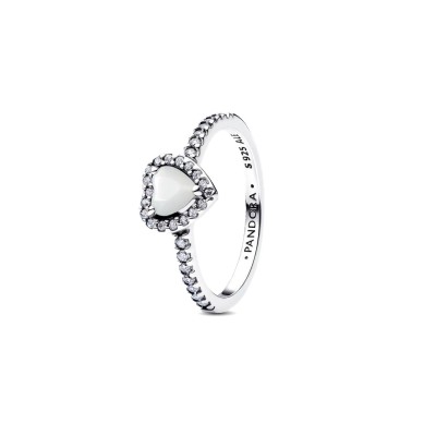 Anello Cuore in Rilievo Bianco