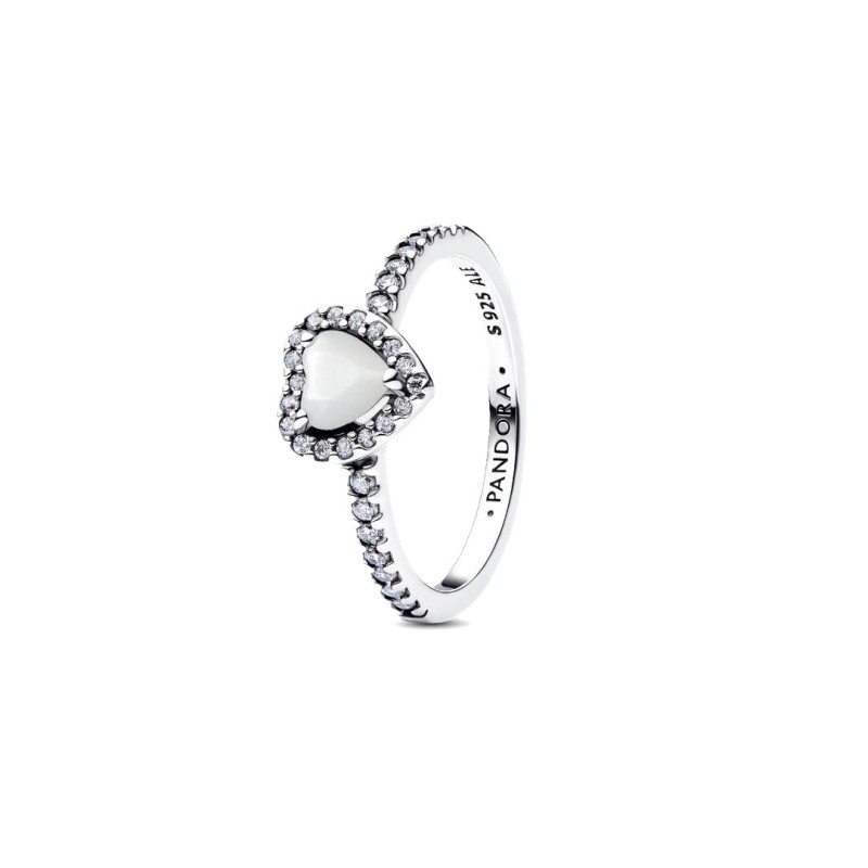 Anello Cuore in Rilievo Bianco