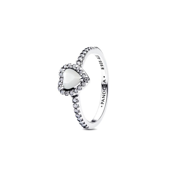 Anello Cuore in Rilievo Bianco