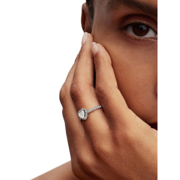 Anello Cuore in Rilievo Bianco