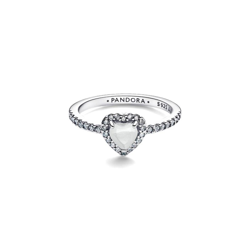 Anello Cuore in Rilievo Bianco