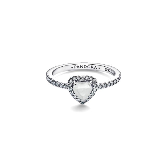 Anello Cuore in Rilievo Bianco