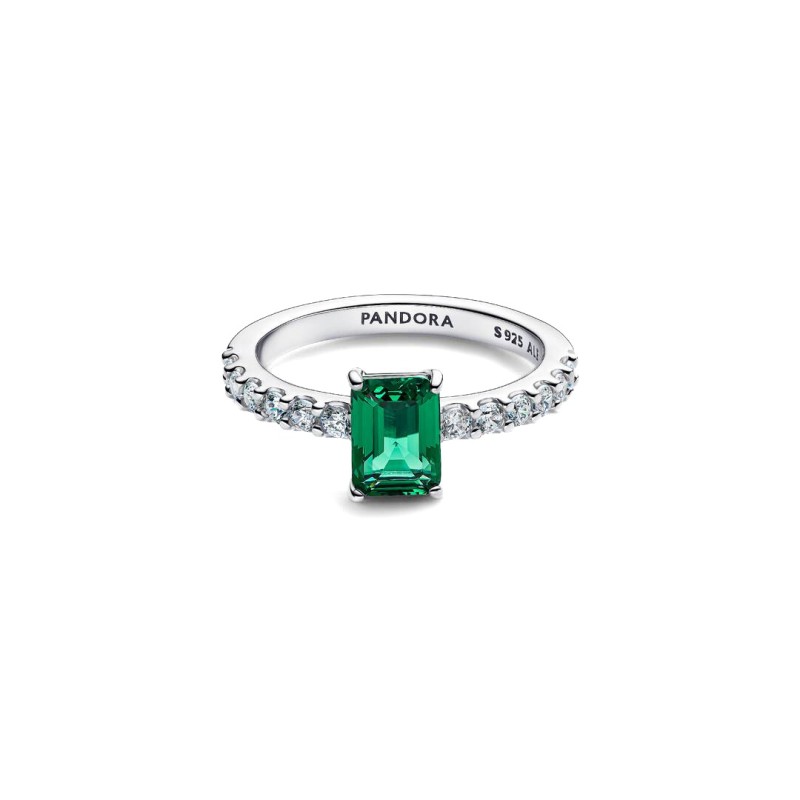Anello Taglio Baguette Verde