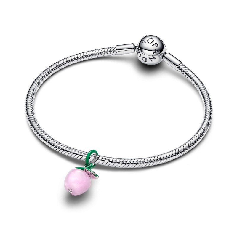 Charm Pendente Mela Rosa Vetro di Murano