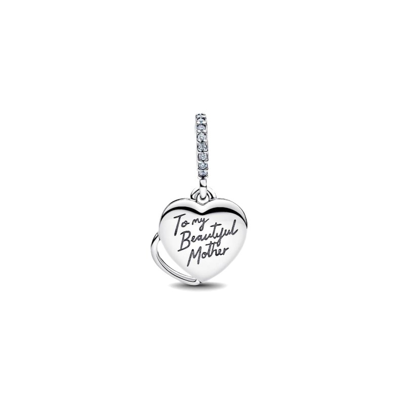 Charm Pendente Doppio Cuore Mamma Sei Bellissima