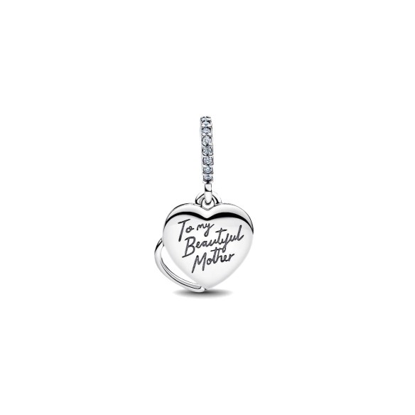 Charm Pendente Doppio Cuore Mamma Sei Bellissima