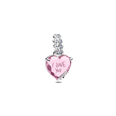 Charm Pendente Cuore Rosa Ti Voglio Bene Mamma