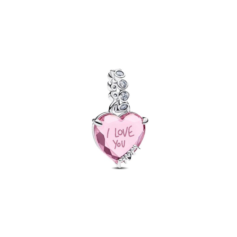 Charm Pendente Cuore Rosa Ti Voglio Bene Mamma